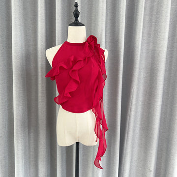 Side Flowers With Short Tops To Repair Sleeveless Neck Vest 2024 New